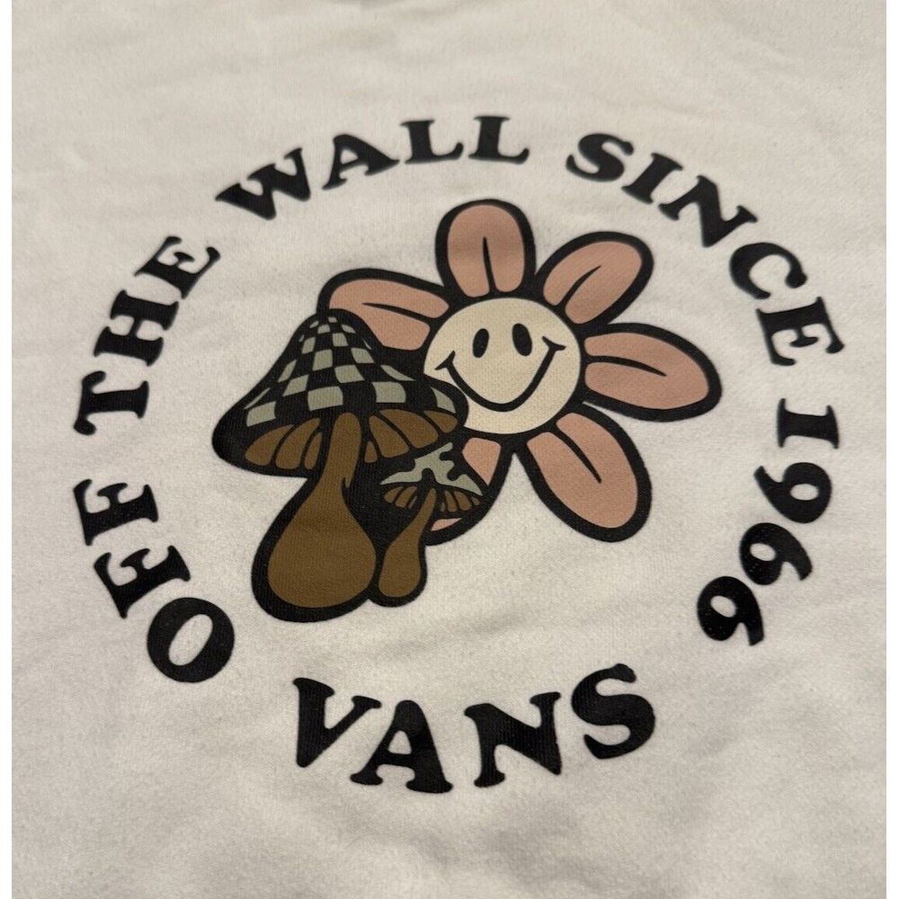 Vans Sweatshirt Womens Small White Off The Wall Oversized Boxy Sweater Fleece - Picture 3 of 8